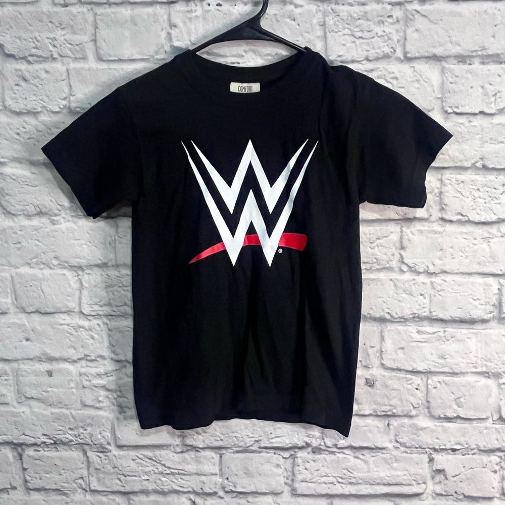WWE logo Kids Black T-Shirt comfort colors small
